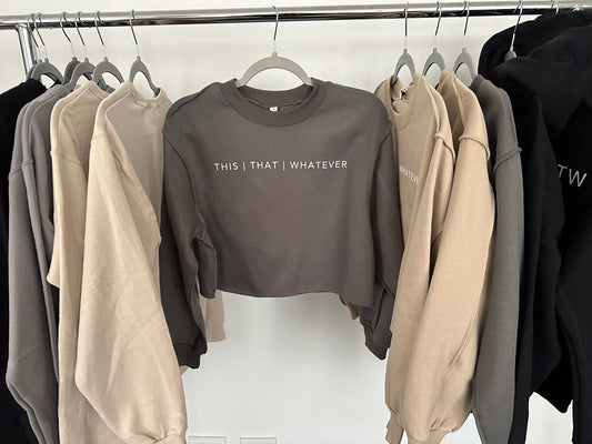 Ash Grey Women's Cropped THIS I THAT I WHATEVER Sweatshirt